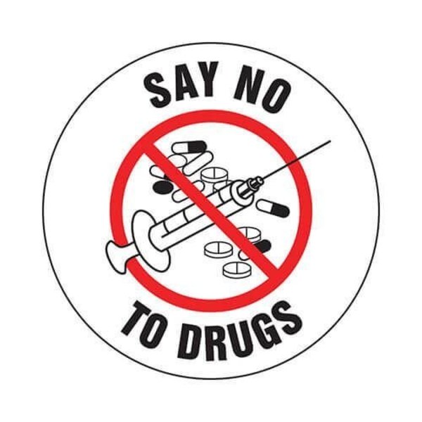 Accuform Hard Hat Sticker, 214 in Length, 214 in Width, SAY NO TO DRUGS Legend, Adhesive Vinyl LHTL216